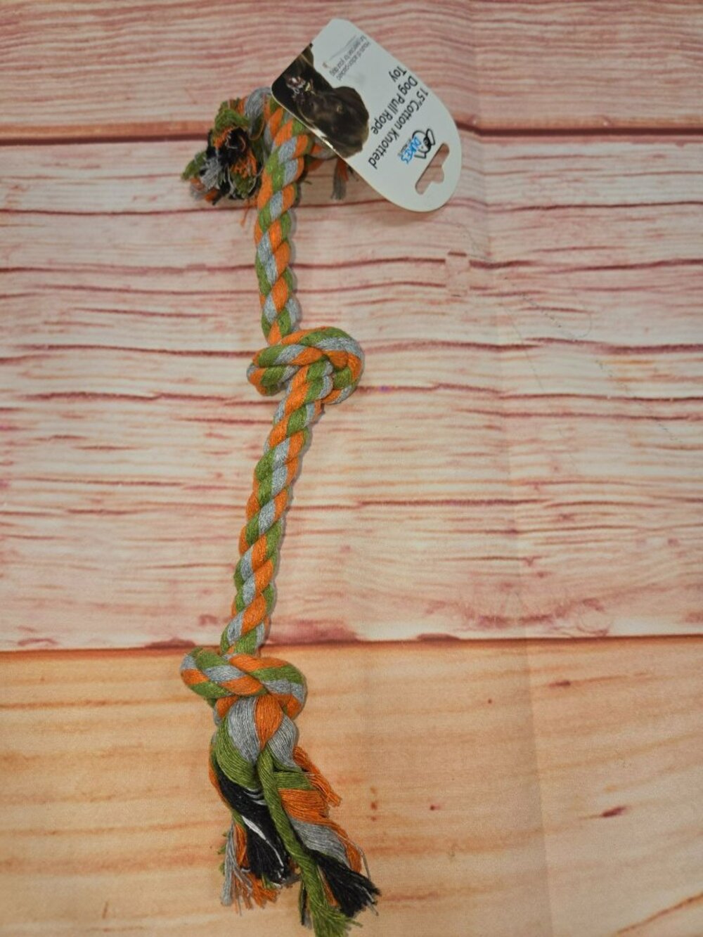 15" Cotton Knotted Dog Pull Rope Toy - Dukes Pet